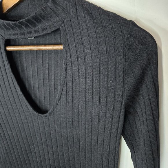 Divided Black Ribbed Fitted Top Whimsy Goth Top Small - Picture 2 of 5